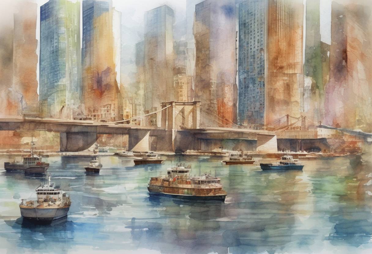 Watercolor painting based depiction of The United Nations announces that the world population has reached 7 billion, highlighting challenges related to sustainability and resource distribution. (2011)