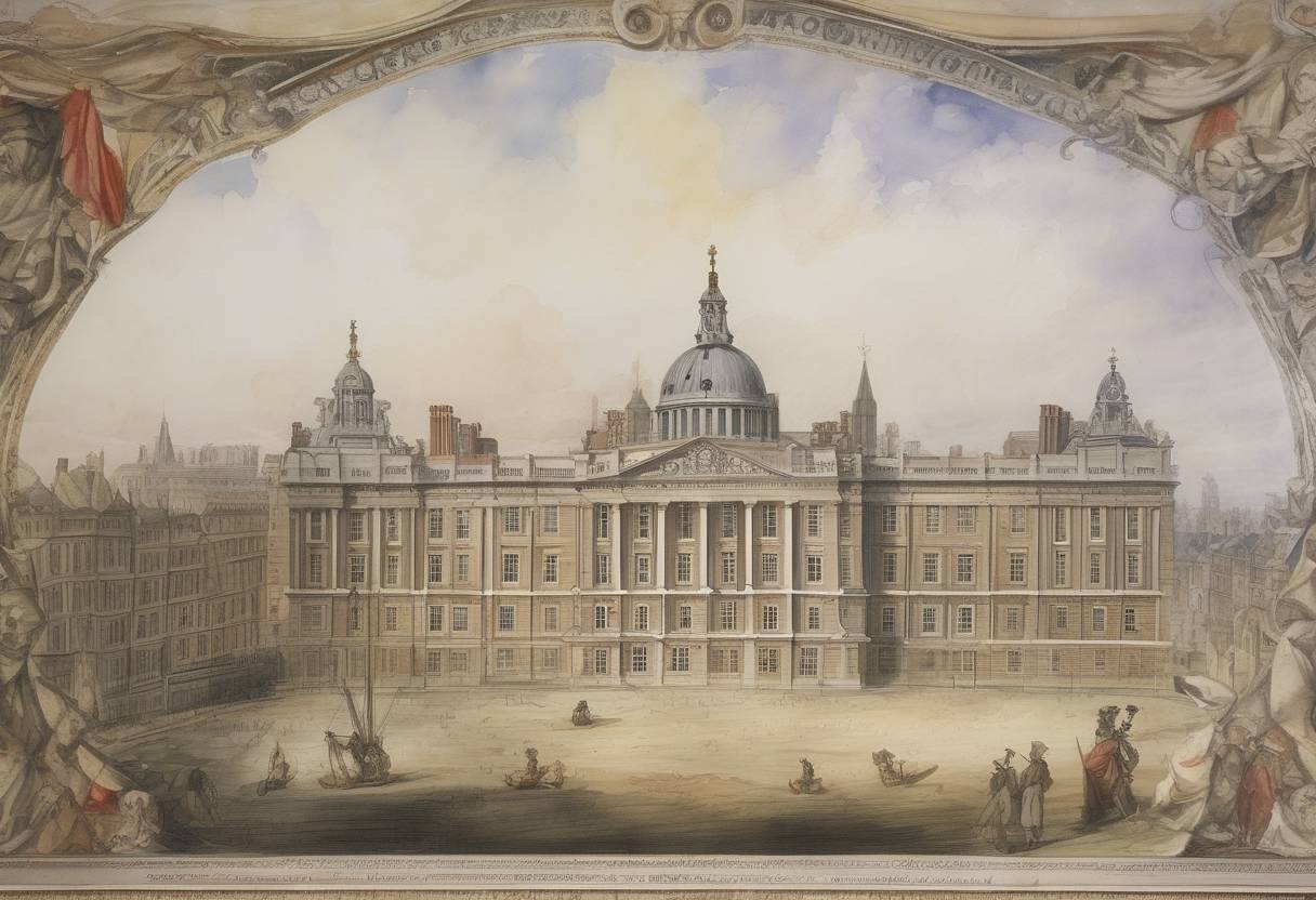 Watercolor painting based depiction of Charles II was restored to the English throne, marking the beginning of the English Restoration after the collapse of the Commonwealth. (1660)