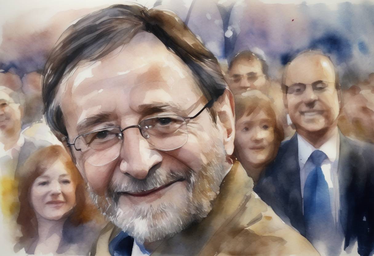 Watercolor painting based depiction of Spain's general election results in the People's Party, led by Mariano Rajoy, winning a majority, which leads to a conservative government amid the eurozone crisis. (2011)