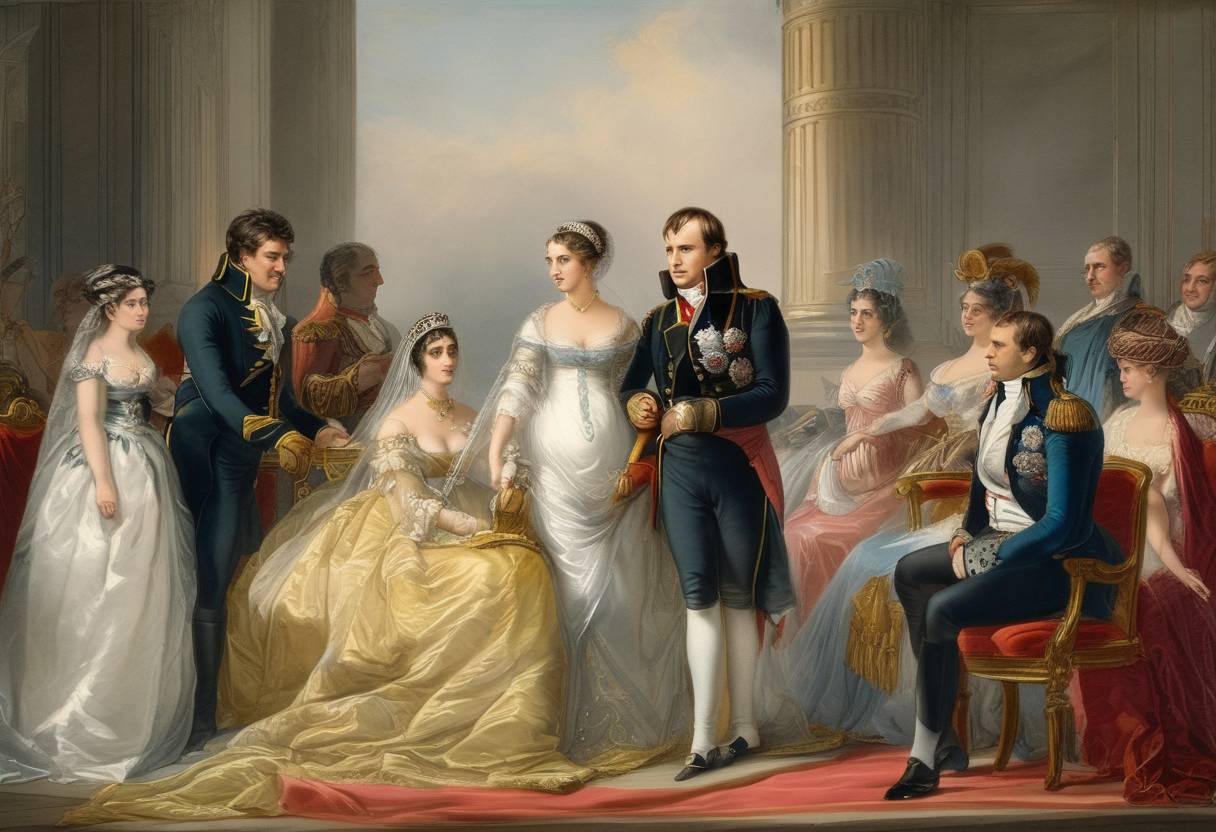 Watercolor painting based depiction of The marriage of Napoleon Bonaparte and Joséphine de Beauharnais was annulled. (1810)