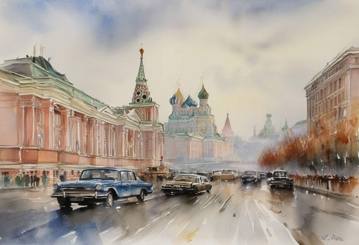 Watercolor painting based depiction of Boris Yeltsin was elected as the chairman of the Russian parliament, a key step in his rise to power during the waning days of the Soviet Union. (1990)