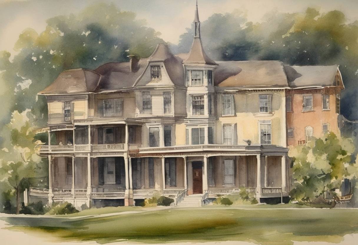 Watercolor painting based depiction of West Virginia became the first state to legislate a sales tax. (1921)