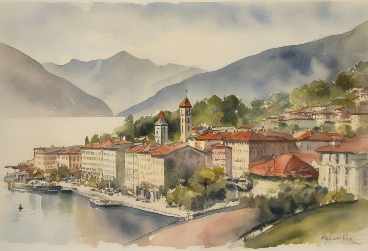 Watercolor painting based depiction of The Locarno Treaties take effect, marking an effort to normalize relations in Europe and guarantee post-World War I western borders after a period of disillusionment and opposition. (1925)