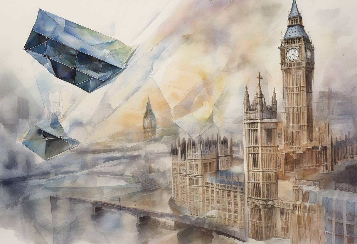 Watercolor painting based depiction of The Guardian newspaper published a story revealing the existence of the PRISM surveillance program, based on information leaked by Edward Snowden. (2013)