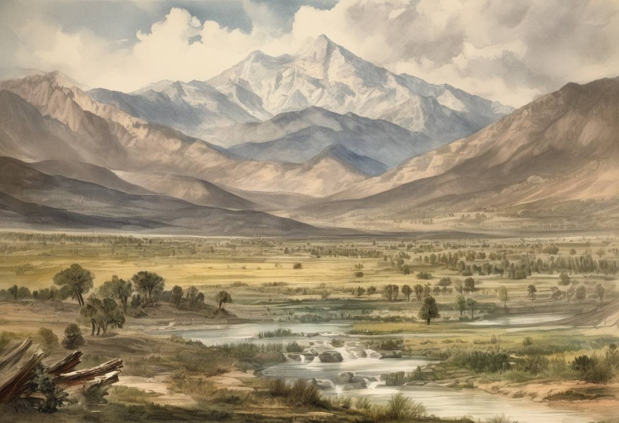 Watercolor painting based depiction of Colorado was admitted as the 38th state of the United States of America. (1876)