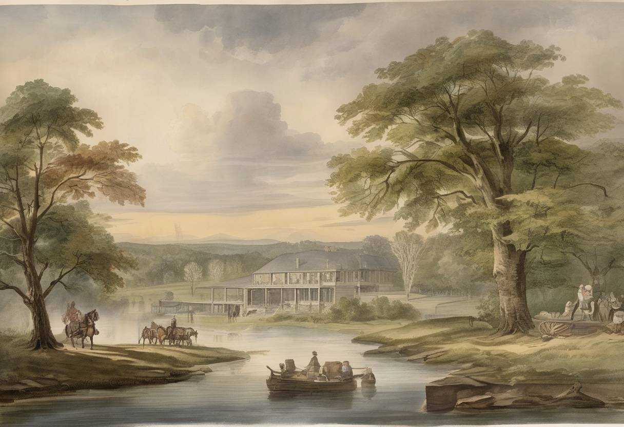 Watercolor painting based depiction of Tennessee was admitted as the 16th state of the United States, furthering the westward expansion of the nation. (1796)