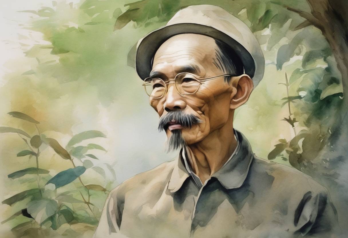 Watercolor painting based depiction of Ho Chi Minh, the future leader of Vietnam, was born. (1890)