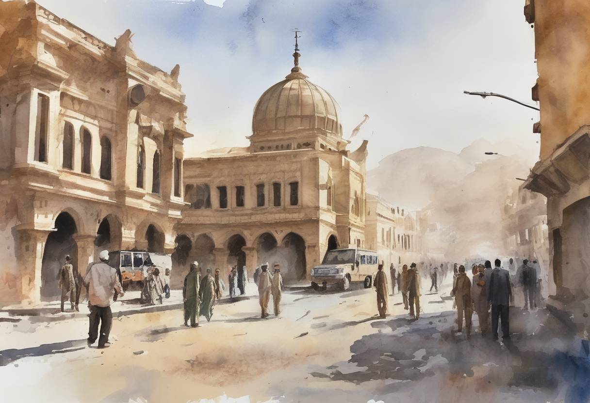 Watercolor painting based depiction of Yemen's President Abdrabbuh Mansur Hadi resigned after Houthi rebels took control of the presidential palace. (2015)