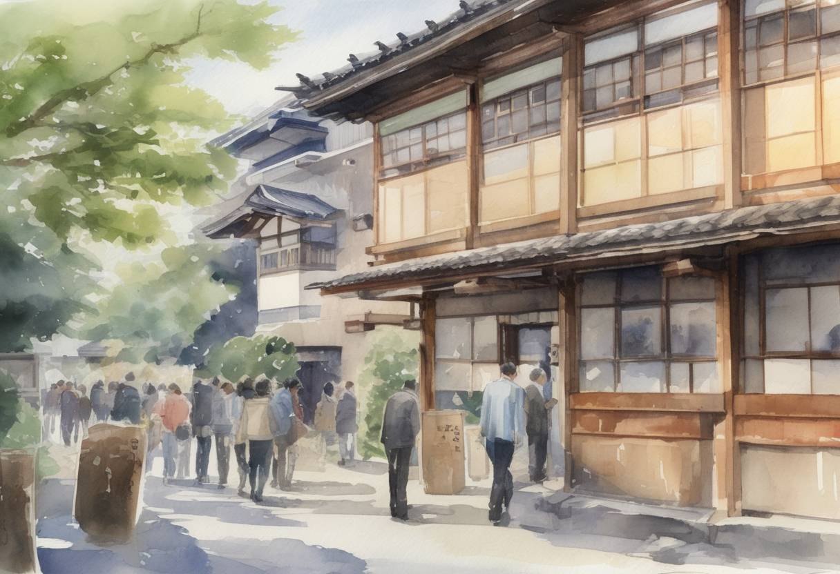 Watercolor painting based depiction of The 2019 Japanese House of Councillors election took place, with the ruling Liberal Democratic Party maintaining a majority. (2019)