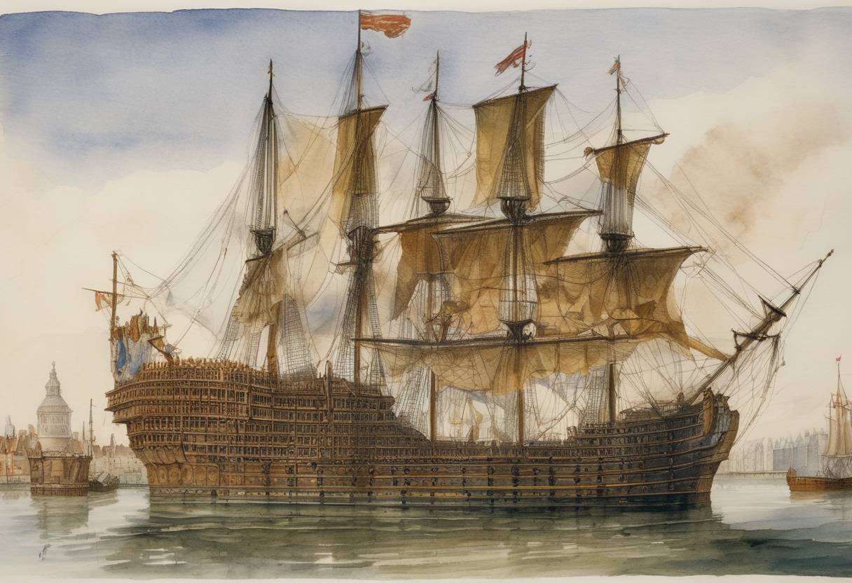 Watercolor painting based depiction of Francis Walsingham, Queen Elizabeth I's principal secretary, was elevated to the status of knight. Walsingham was instrumental in establishing England’s modern intelligence service, playing a crucial role in the security of the English realm during Elizabeth's reign. (1577)