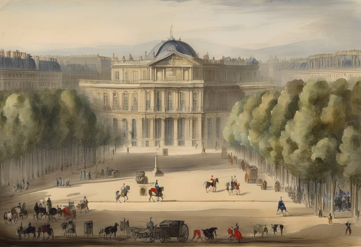 Watercolor painting based depiction of King Charles X of France signed the September Ordinances, marking an all-encompassing royal ordinance in his effort to consolidate power. (1830)