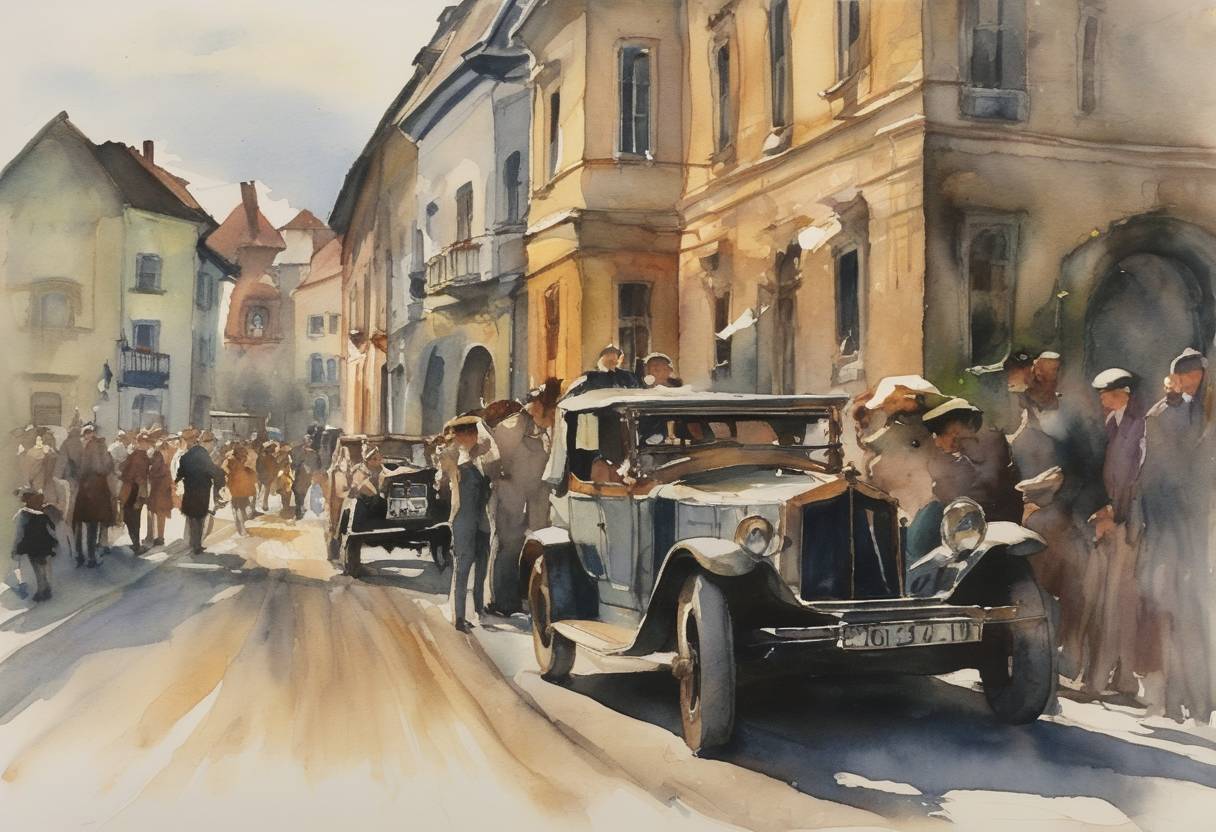 Watercolor painting based depiction of The Visegrád Group is established with the signing of a declaration by Czechoslovakia, Hungary, and Poland to foster cooperation and further their European integration. (1992)