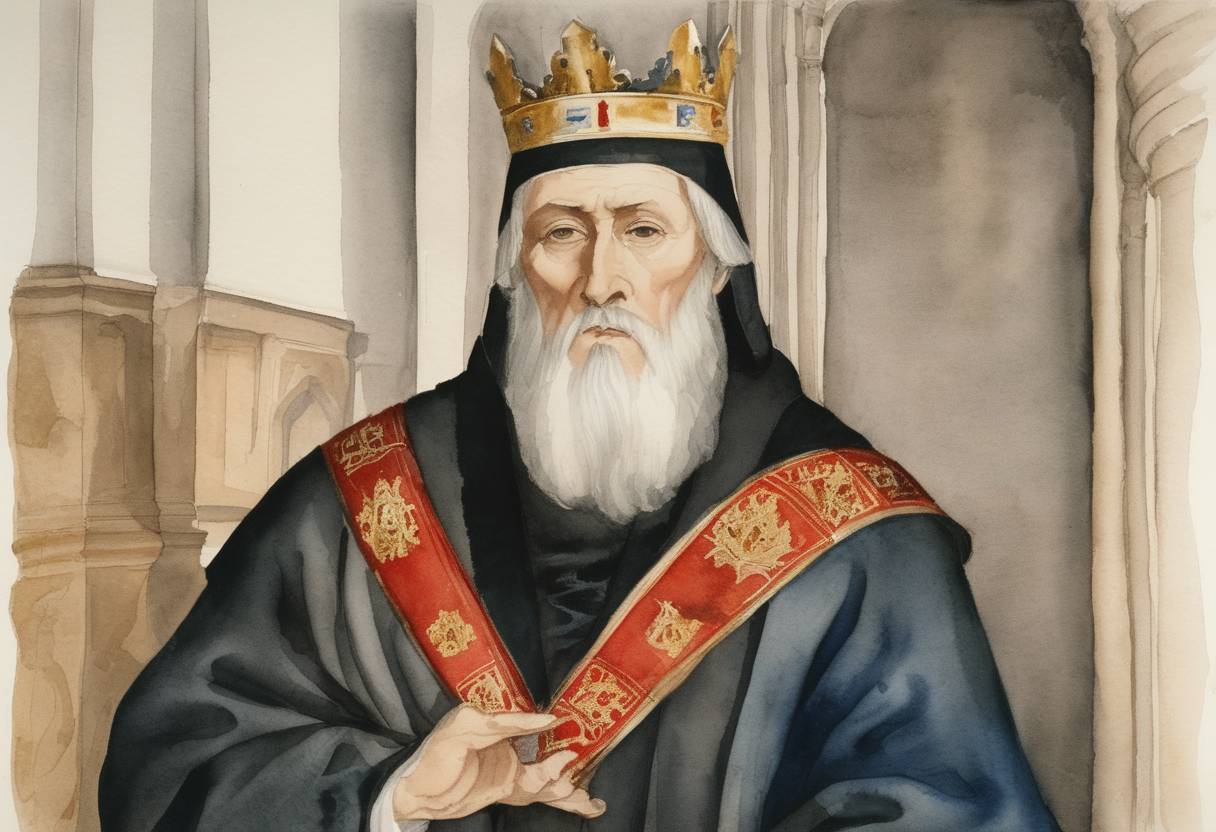 Watercolor painting based depiction of Religious reformer and pre-Lutheran dissenter John Wycliffe was posthumously condemned at the Council of Constance. (1415)
