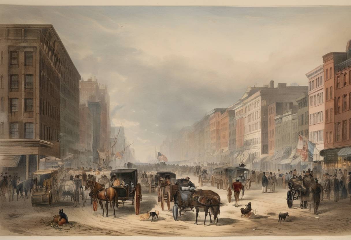 Watercolor painting based depiction of The first installment of 'The New York Times' was published, originally titled 'The New-York Daily Times'. (1853)
