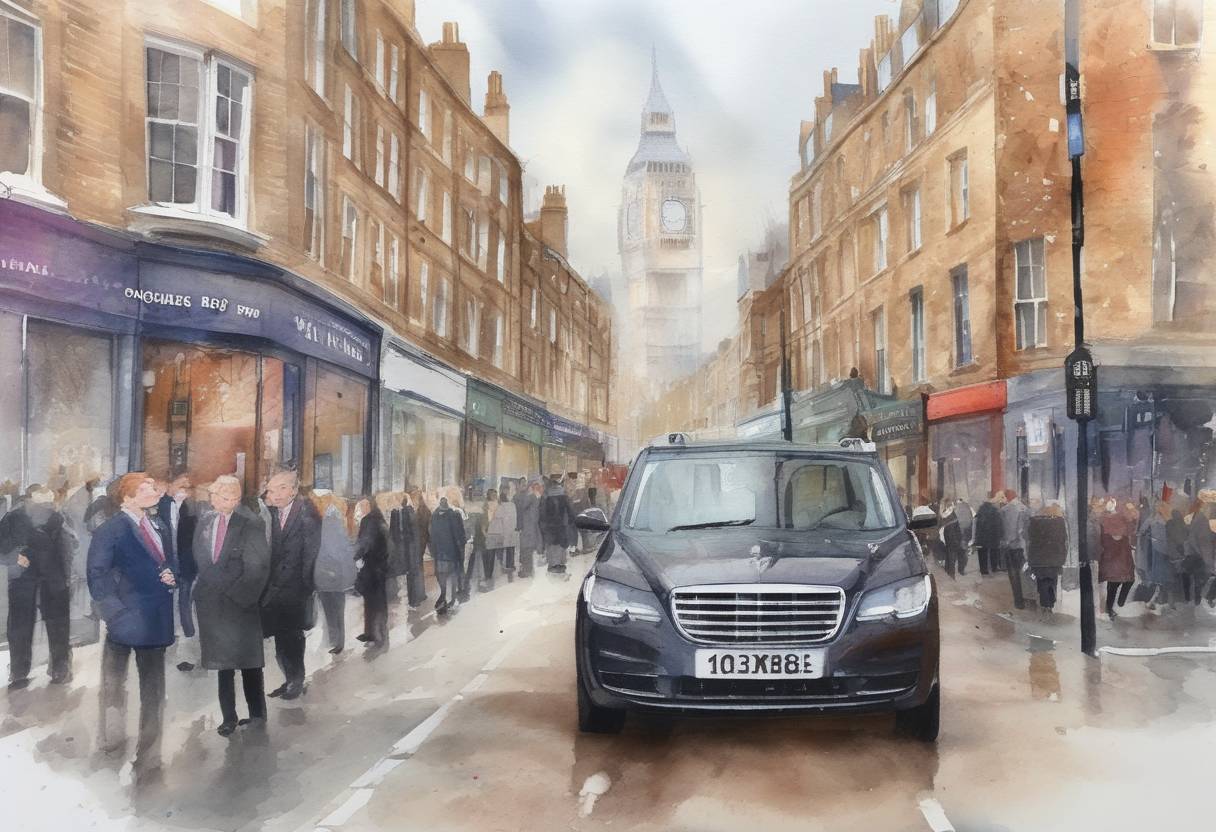 Watercolor painting based depiction of The United Kingdom held a general election in which the Conservative Party, led by Boris Johnson, won a significant majority, paving the way for Brexit. (2019)