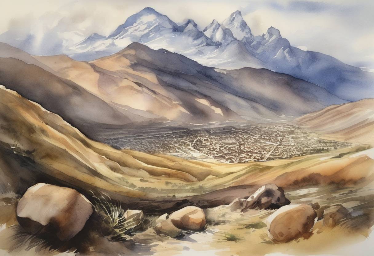 Watercolor painting based depiction of Potosí is discovered by Inca natives. This site would later become the location of the famous 'Cerro Rico' or 'Rich Mountain', which held vast amounts of silver and became a significant source of wealth for the Spanish Empire. (1545)