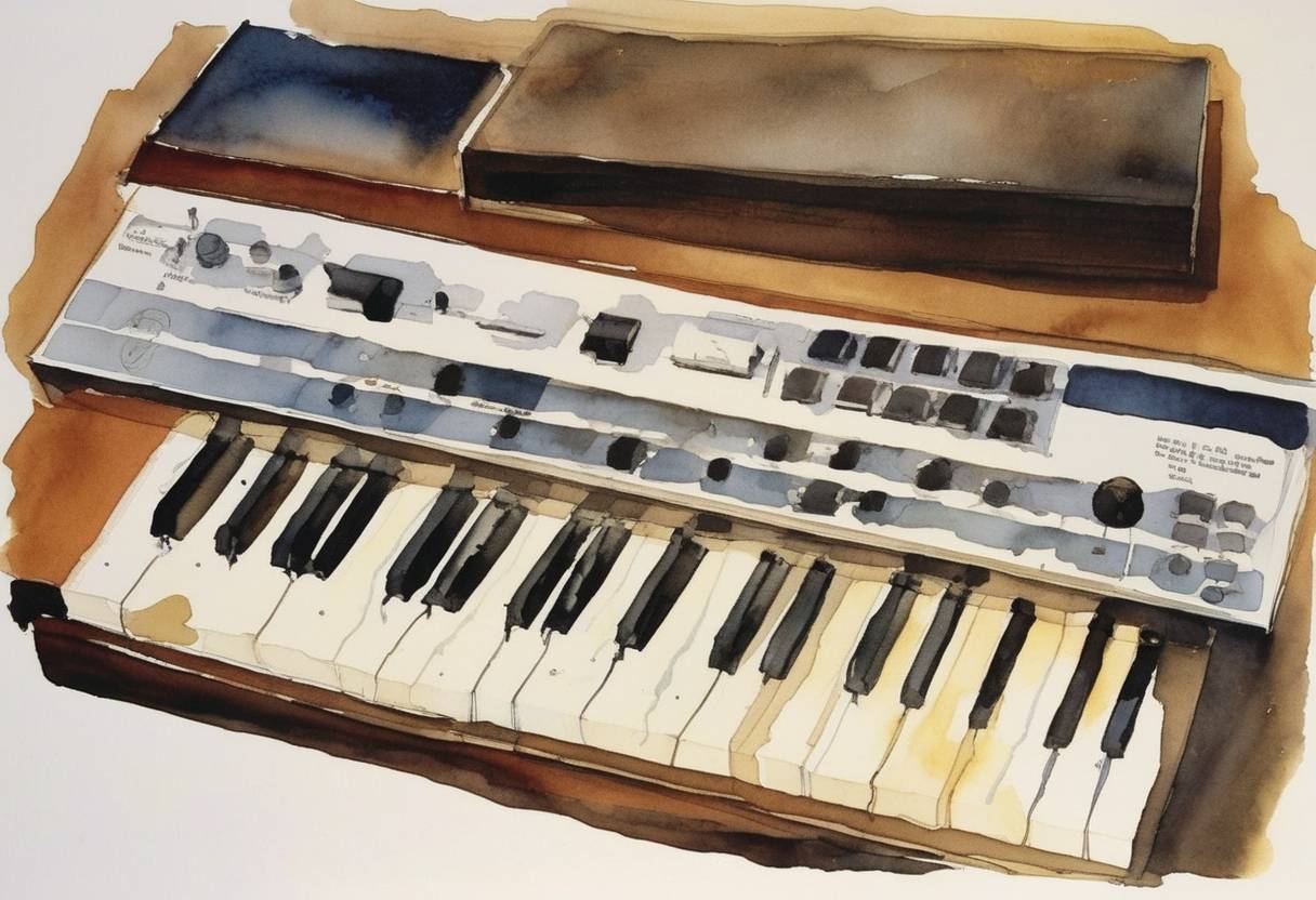 Watercolor painting based depiction of Texas Instruments introduced the first single-chip speech synthesizer, which paved the way for modern speech technology. (1978)