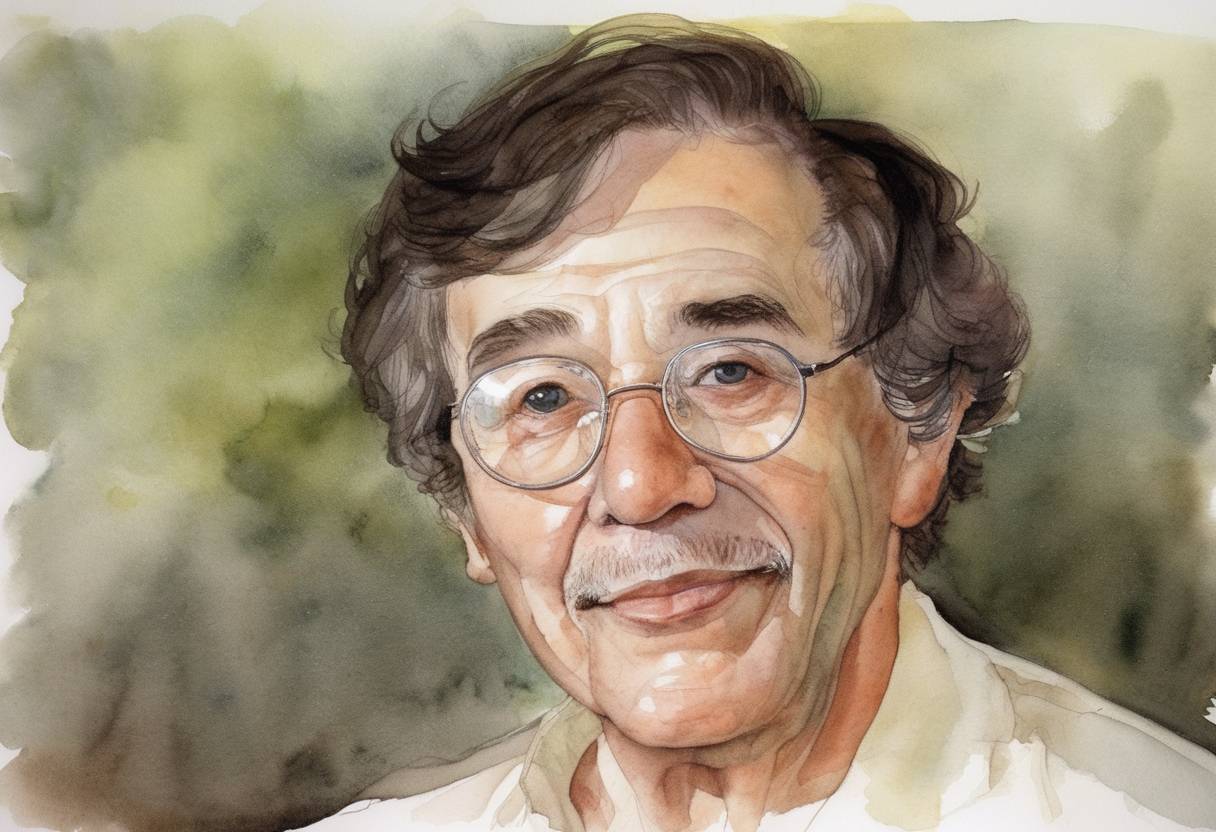 Watercolor painting based depiction of American immunologist Stanley B. Prusiner was awarded the Nobel Prize in Physiology or Medicine for discovering prions, a new biological principle of infection. (1997)