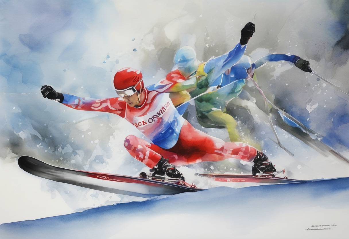 Watercolor painting based depiction of The 2010 Winter Olympics officially opened in Vancouver, Canada. The event was marked by the tragic death of Georgian luger Nodar Kumaritashvili during a training run on the same day. (2010)
