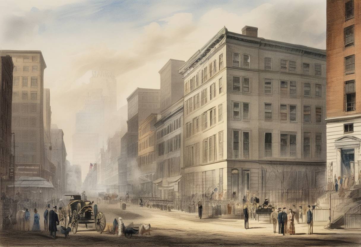 Watercolor painting based depiction of In New York City, James Knox Polk became the first sitting U.S. president to have his photograph taken. (1849)