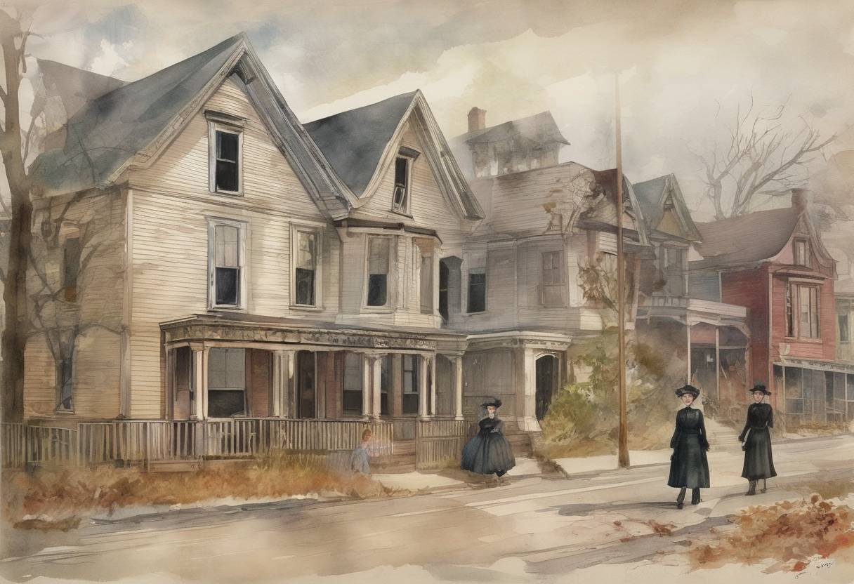 Watercolor painting based depiction of Lizzie Borden is acquitted of the murders of her father and stepmother in Fall River, Massachusetts, a case that captivated the American public. (1893)