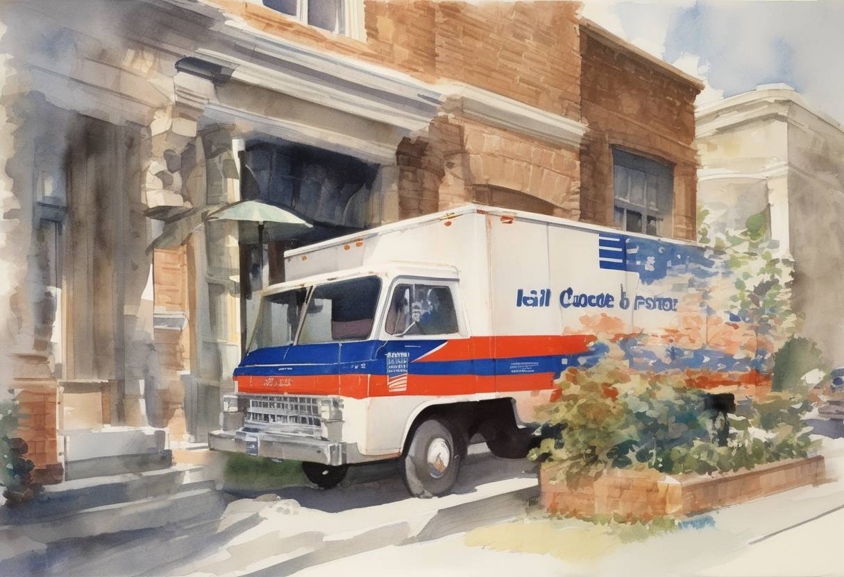 Watercolor painting based depiction of The United States Postal Service introduces the ZIP code system to improve mail delivery efficiency. (1963)