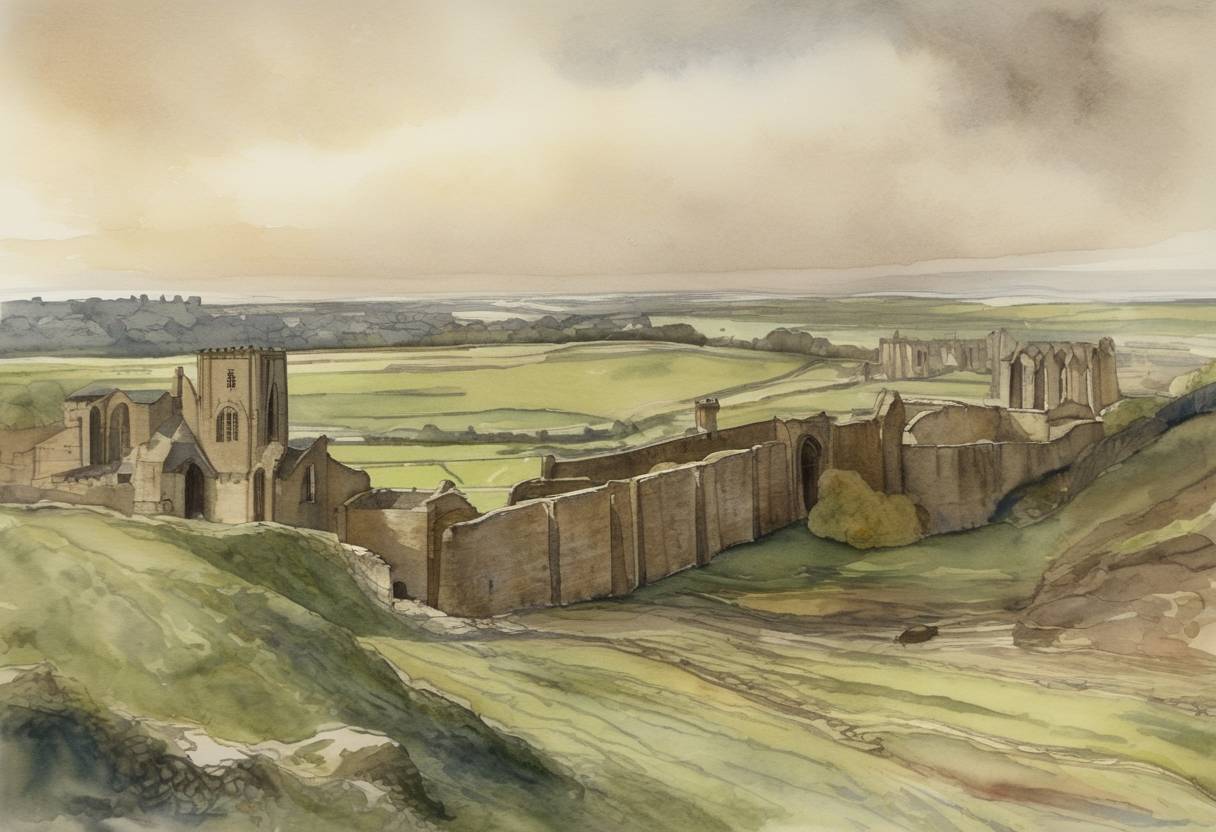 Watercolor painting based depiction of The Venerable Bede begins compiling his 'Ecclesiastical History of the English People,' which would later provide a crucial source for understanding early English history and the spread of Christianity. (731)