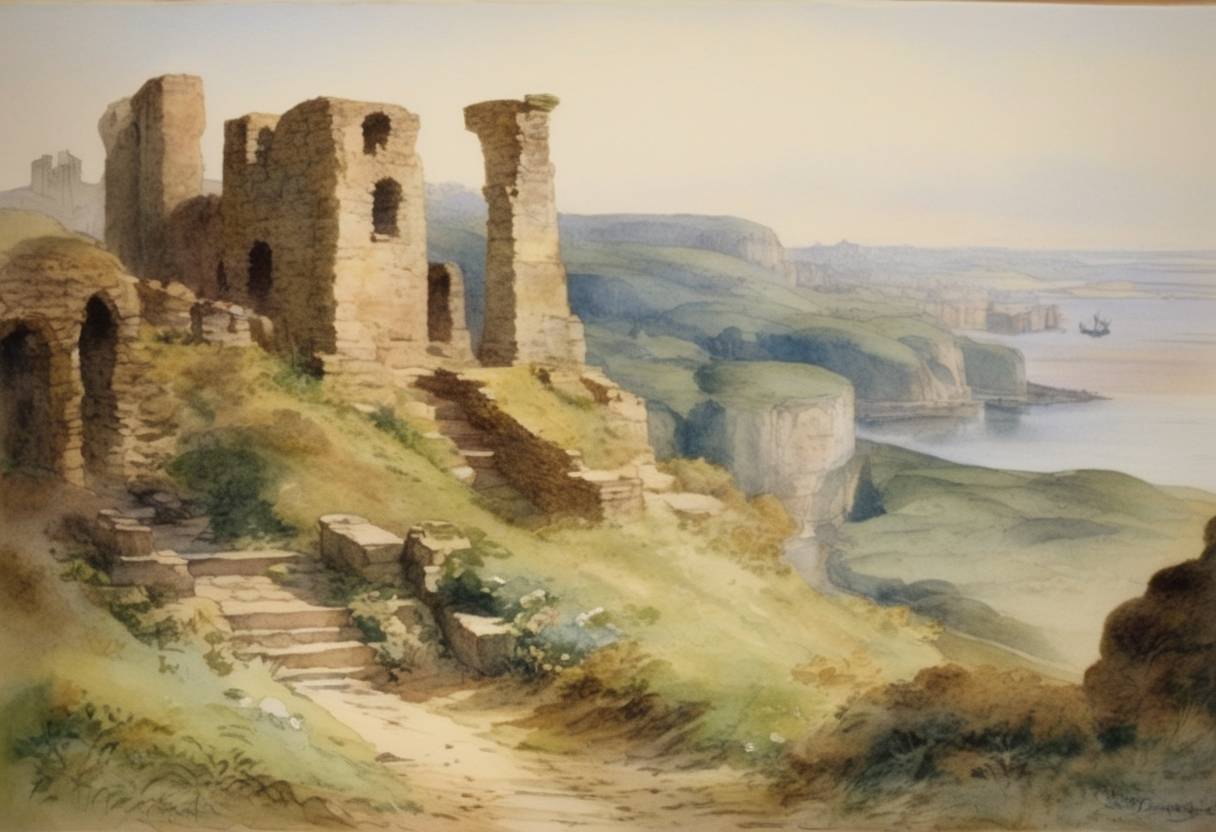 Watercolor painting based depiction of Robert Browning's poem 'Love Among the Ruins' is published posthumously. (1900)