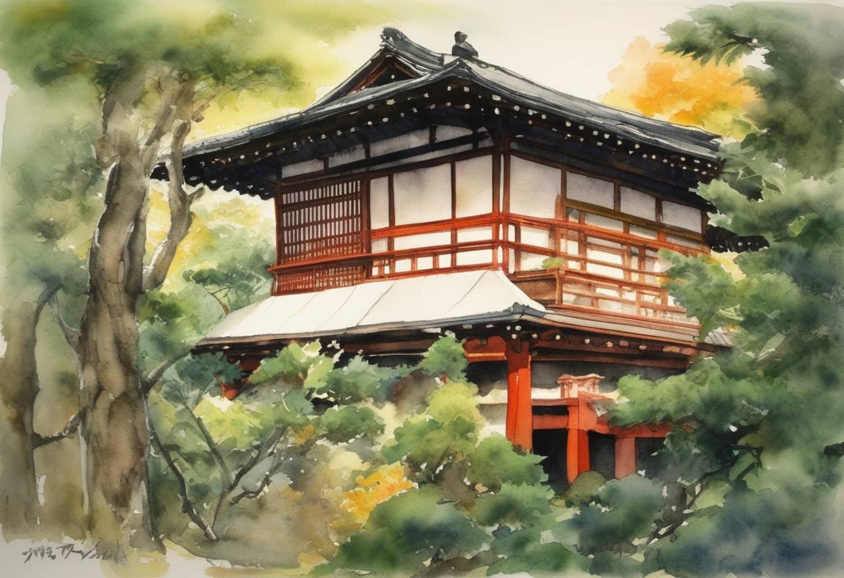 Watercolor painting based depiction of The protocol to the United Nations Framework Convention on Climate Change, known as the Kyoto Protocol, is adopted in Kyoto, Japan. (1997)