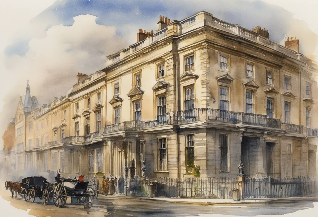 Watercolor painting based depiction of The British Royal Family changed its name from the House of Saxe-Coburg and Gotha to the House of Windsor due to anti-German sentiment in the United Kingdom during World War I. (1917)