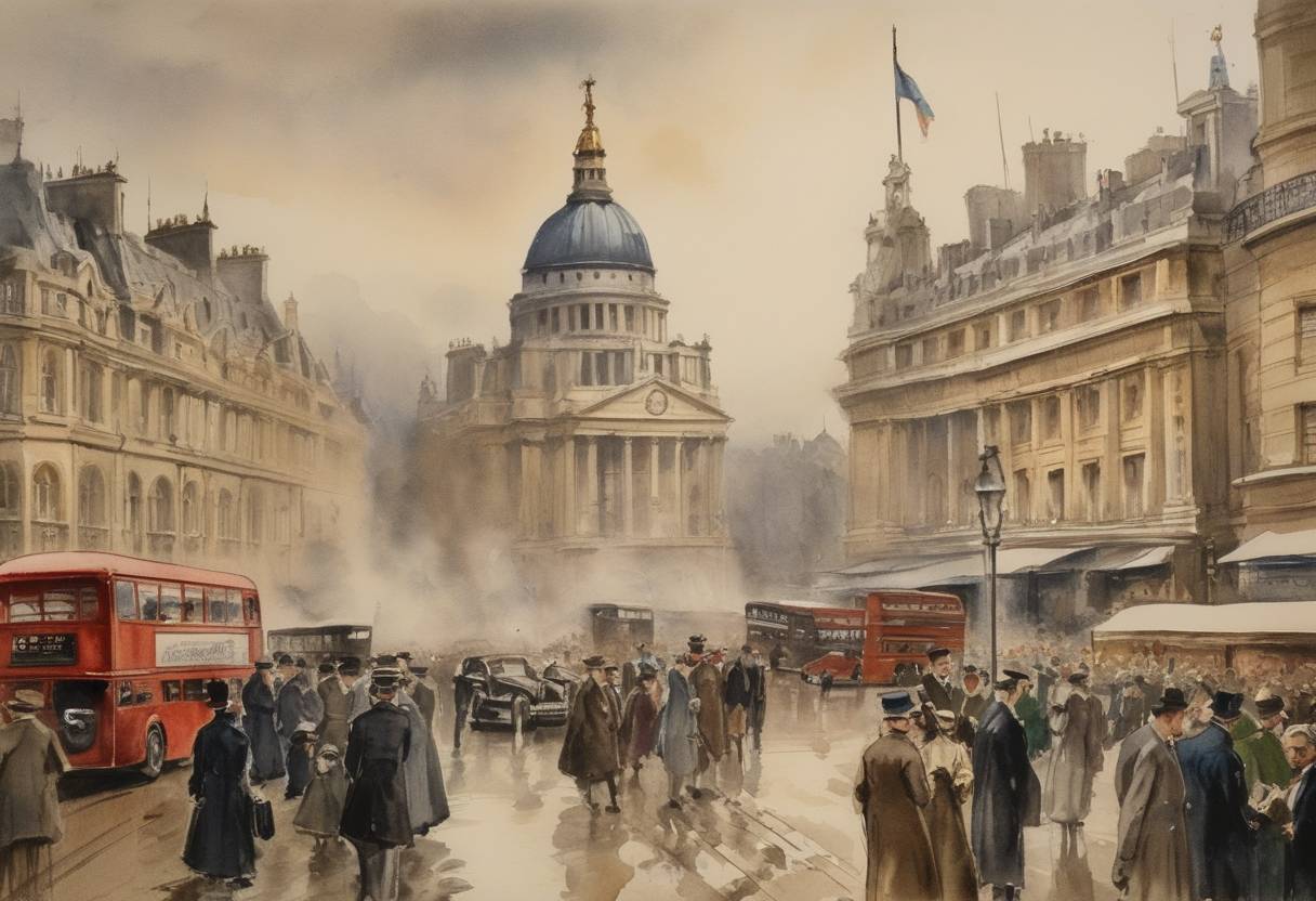 Watercolor painting based depiction of The Treaty of London was signed, establishing the Council of Europe with the aim to promote European unity and democracy. (1949)