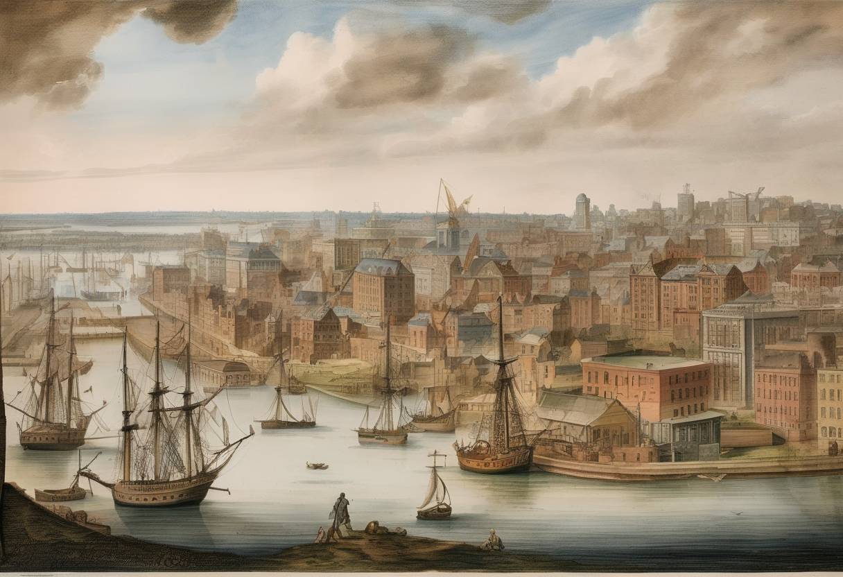 Watercolor painting based depiction of Baltimore, Maryland, is founded. (1729)