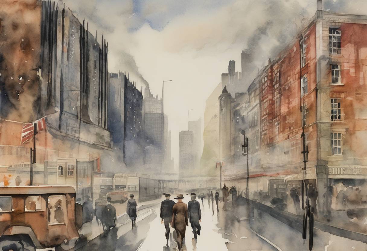 Watercolor painting based depiction of George Orwell's novel 'Nineteen Eighty-Four' is published, offering a dystopian vision of a totalitarian future. (1949)