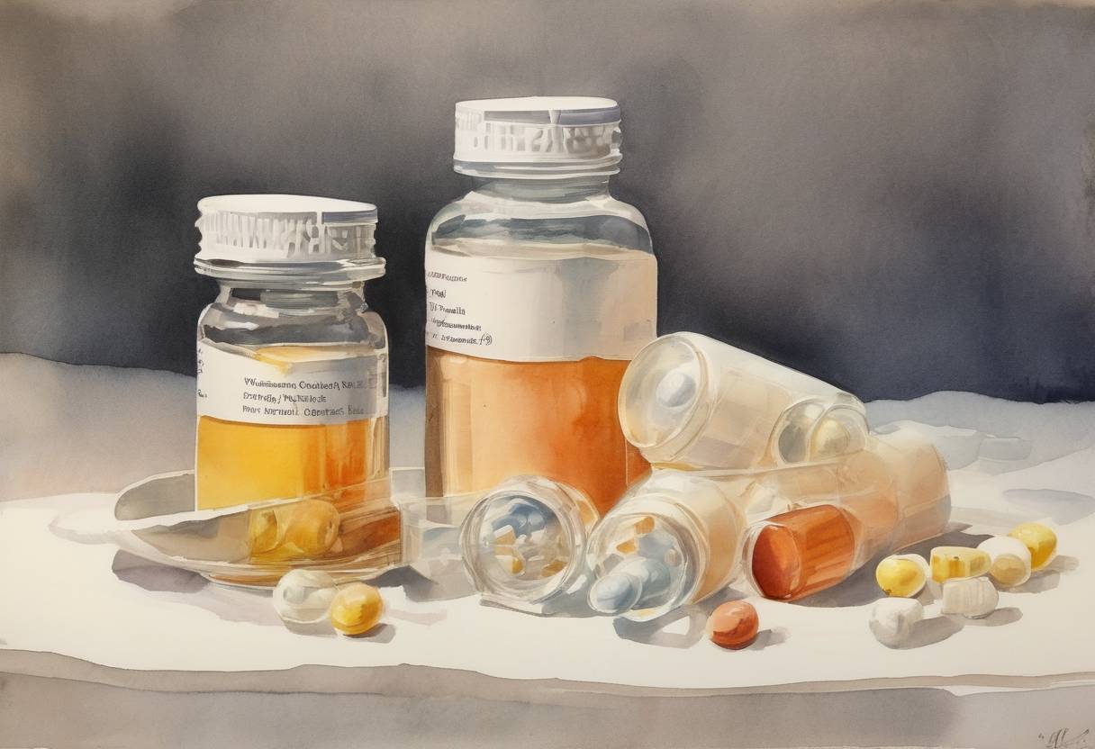 Watercolor painting based depiction of The Food and Drug Administration (FDA) approved Enovid as the first oral contraceptive pill, marking a significant development in reproductive health. (1960)