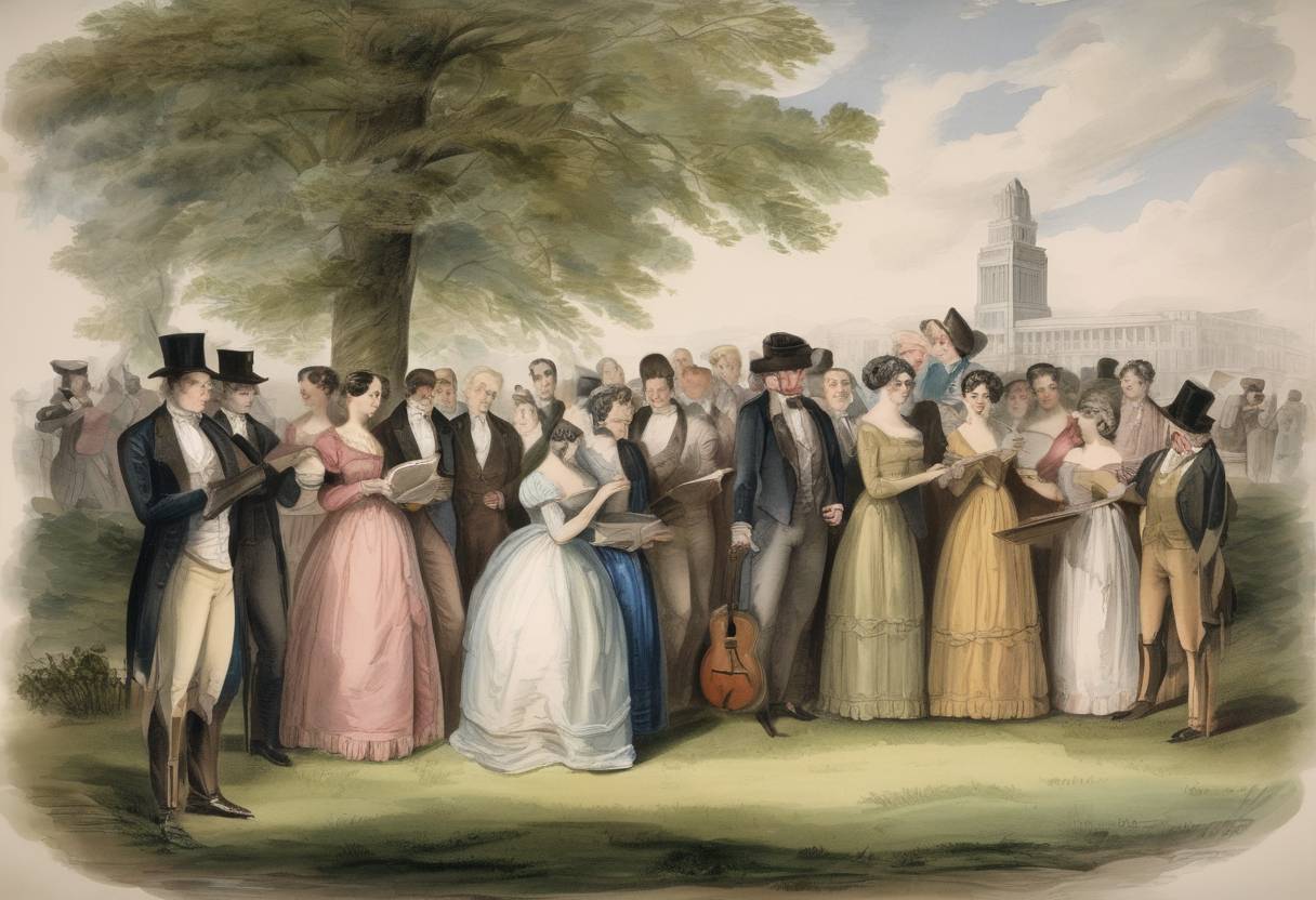 Watercolor painting based depiction of Samuel Francis Smith's song "My Country, 'Tis of Thee" is performed for the first time in Boston. (1831)