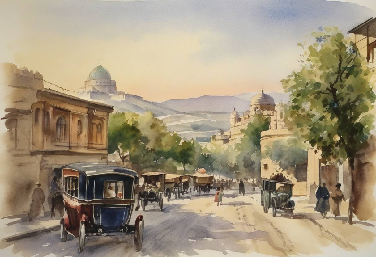 Watercolor painting based depiction of Azerbaijan was incorporated into the Soviet Union as the Azerbaijan Soviet Socialist Republic. (1920)