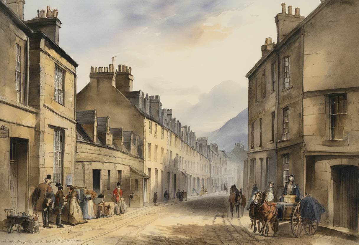 Watercolor painting based depiction of Scotland officially authorizes civil registration for births, marriages, and deaths, marking a significant development in civil documentation. (1836)