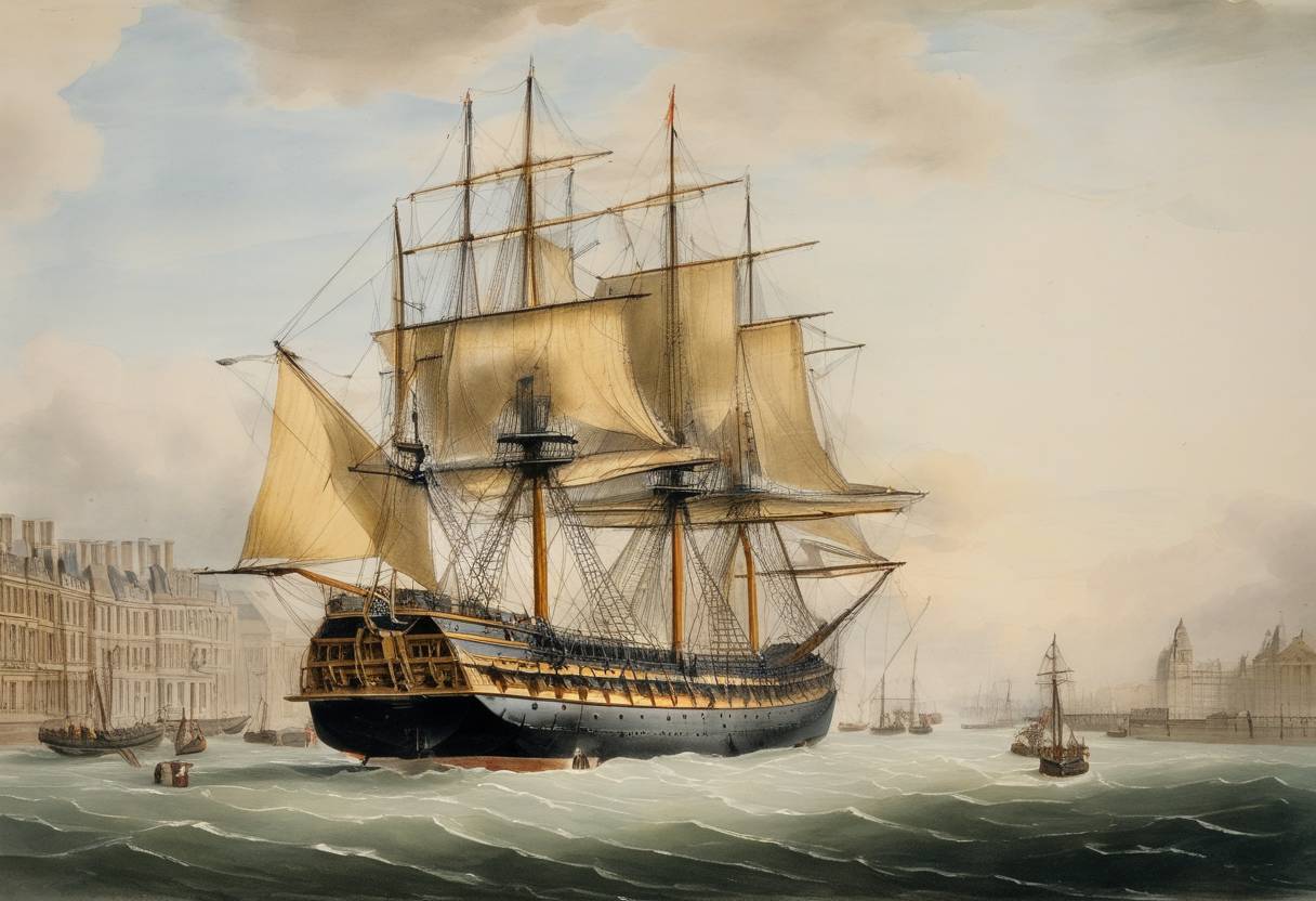 Watercolor painting based depiction of Lloyd's of London, a well-known insurance market, established the Lloyd's Register of British Shipping, a classification society to evaluate the quality of ships. (1827)