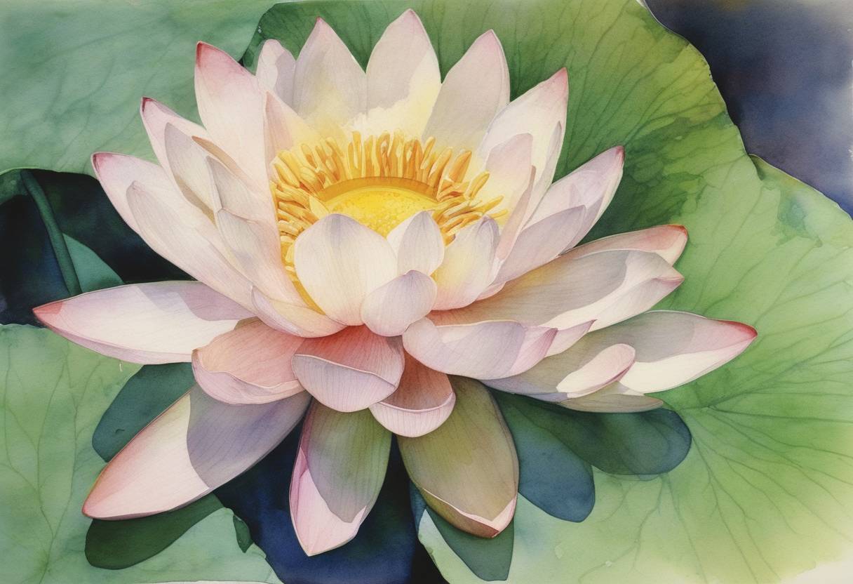 Watercolor painting based depiction of The software package 'Lotus 1-2-3', a primary application that contributed to the popularity of the IBM PC, was released. (1983)