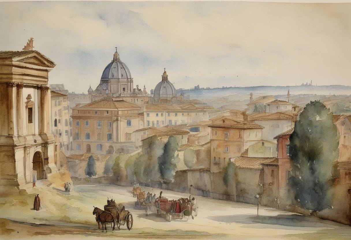 Watercolor painting based depiction of The Gregorian calendar is introduced in Italy, Spain, Portugal, and the Polish-Lithuanian Commonwealth as the day after October 4 is counted as October 15 to adjust the discrepancy in the Julian calendar. (1582)