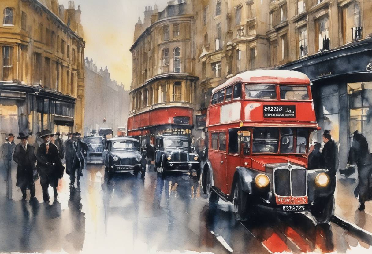 Watercolor painting based depiction of The United Kingdom was forced to withdraw the pound sterling from the European Exchange Rate Mechanism, a day now known as 'Black Wednesday', due to currency speculation that devalued the pound. (1992)