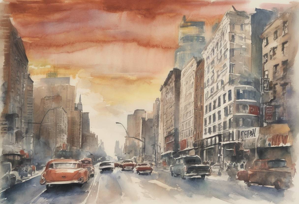 Watercolor painting based depiction of Bob Dylan released his self-titled debut album, which would eventually influence the music industry significantly. (1962)