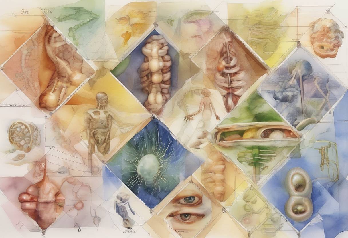 Watercolor painting based depiction of The Human Genome Project announced that it had completed a 'working draft' of the human genome, a significant milestone in genetics and biotechnology. (2000)