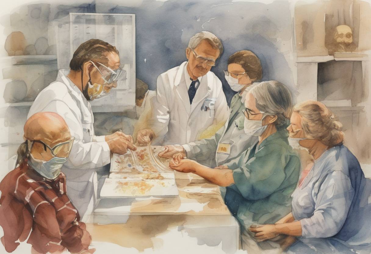 Watercolor painting based depiction of The World Health Organization announces the eradication of smallpox. (1980)