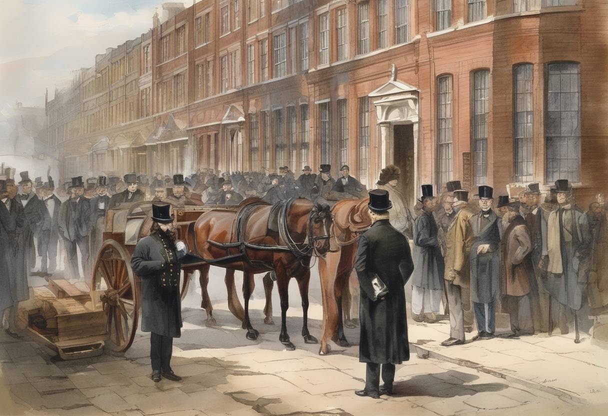 Watercolor painting based depiction of The Salvation Army was founded in London by William and Catherine Booth. (1865)