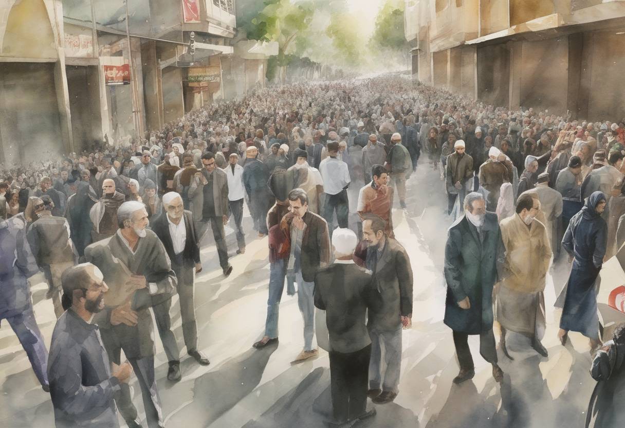 Watercolor painting based depiction of The Iranian presidential election was held, leading to widespread protests and allegations of electoral fraud. (2009)