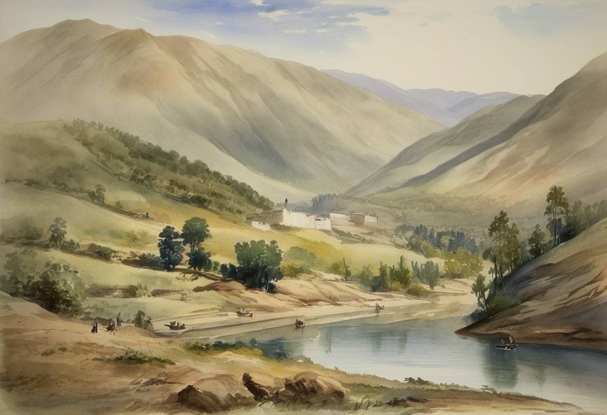 Watercolor painting based depiction of China and Russia signed the Treaty of Livadia, which retroceded the Ili River valley to China after Russian occupation, although it was later superseded by the Treaty of St. Petersburg. (1881)