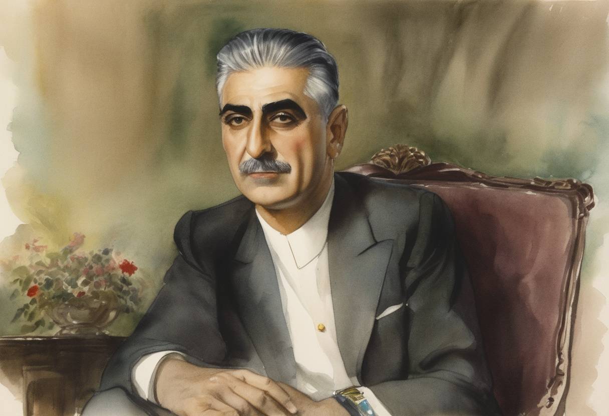 Watercolor painting based depiction of The Shah of Iran, Reza Shah Pahlavi, formally asked the international community to refer to the country as Iran instead of Persia, a move he initiated to foster a sense of nationalism and emphasize the country's historical legacy. (1935)