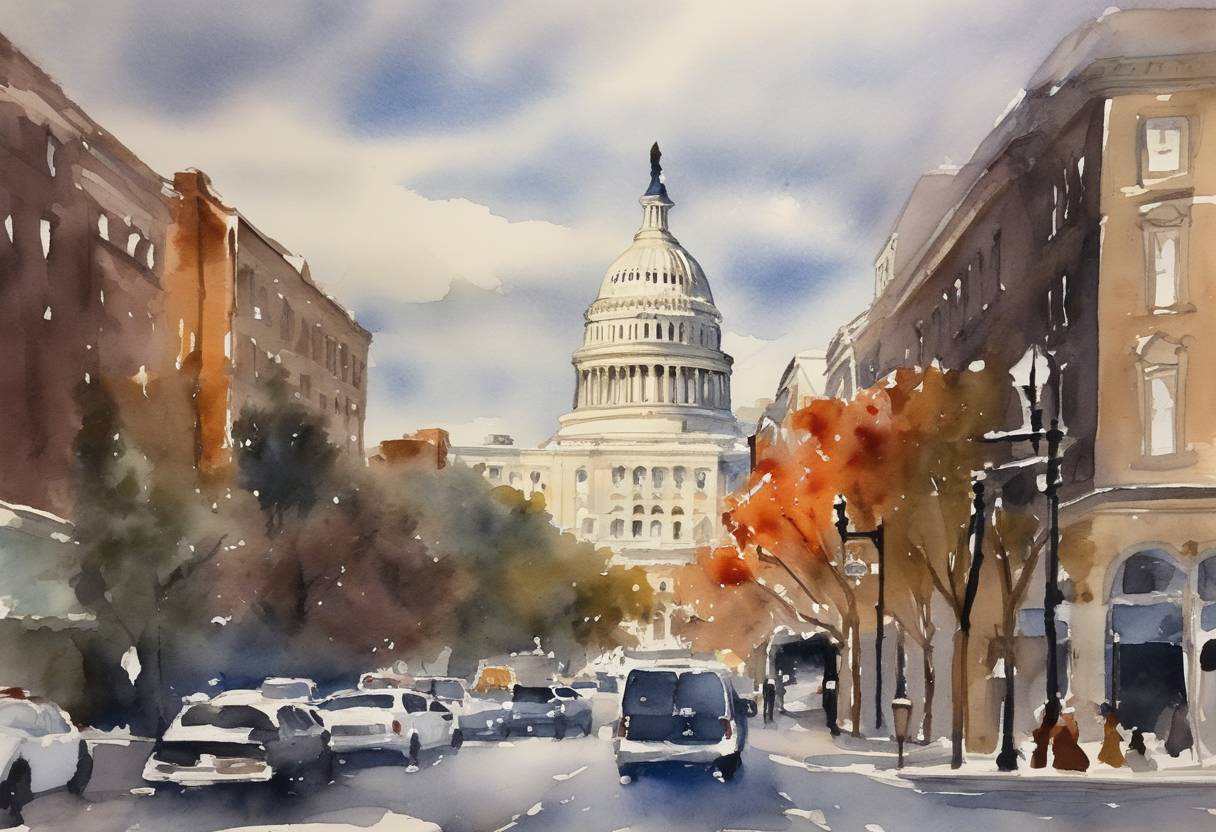 Watercolor painting based depiction of The United States reported its highest number of COVID-19 hospitalizations since early October, marking a concerning rise as the winter season approached. (2021)