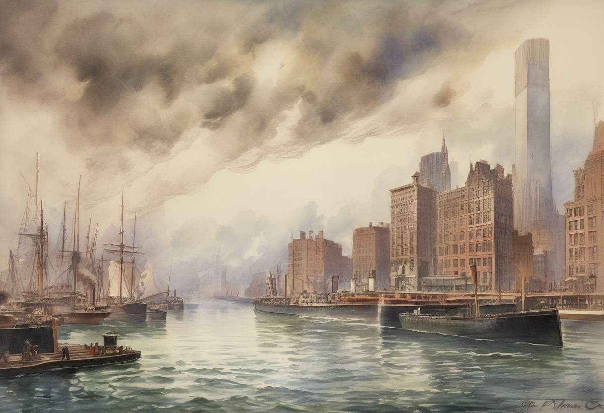 Watercolor painting based depiction of J.P. Morgan incorporated the United States Steel Corporation, which became the world's first billion-dollar corporation. (1901)